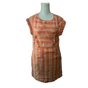 Caslon Light Orange Summer Dress with Rustic Button Back and Short Sleeves P XS